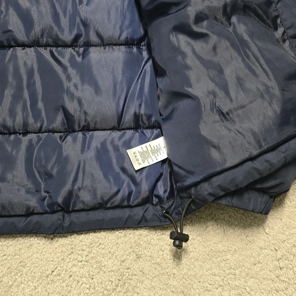 Aeropostale Mens Small Puffer Jacket Navy Blue Coat Recycled Down EUC‎